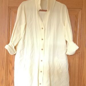 Soft Yellow Cotton Shirt/3/4 long...with Pockets